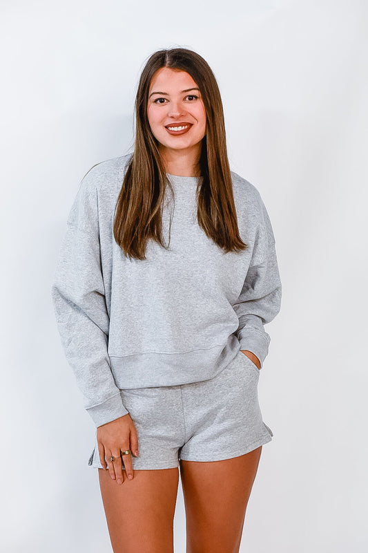 Chill Mode Sweat Set – Heather Gray