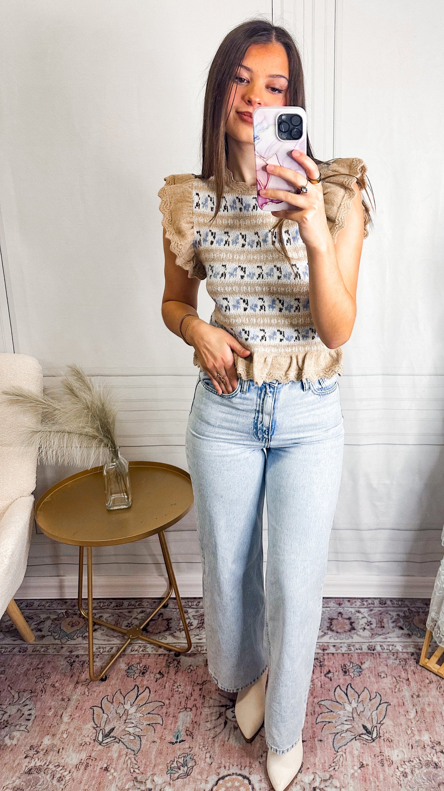 Meadow Daydream Ruffle Knit Sweater Tank