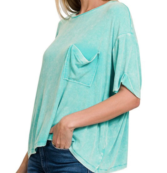 Coastal Comfort Mineral Wash
Oversized Pocket Tee