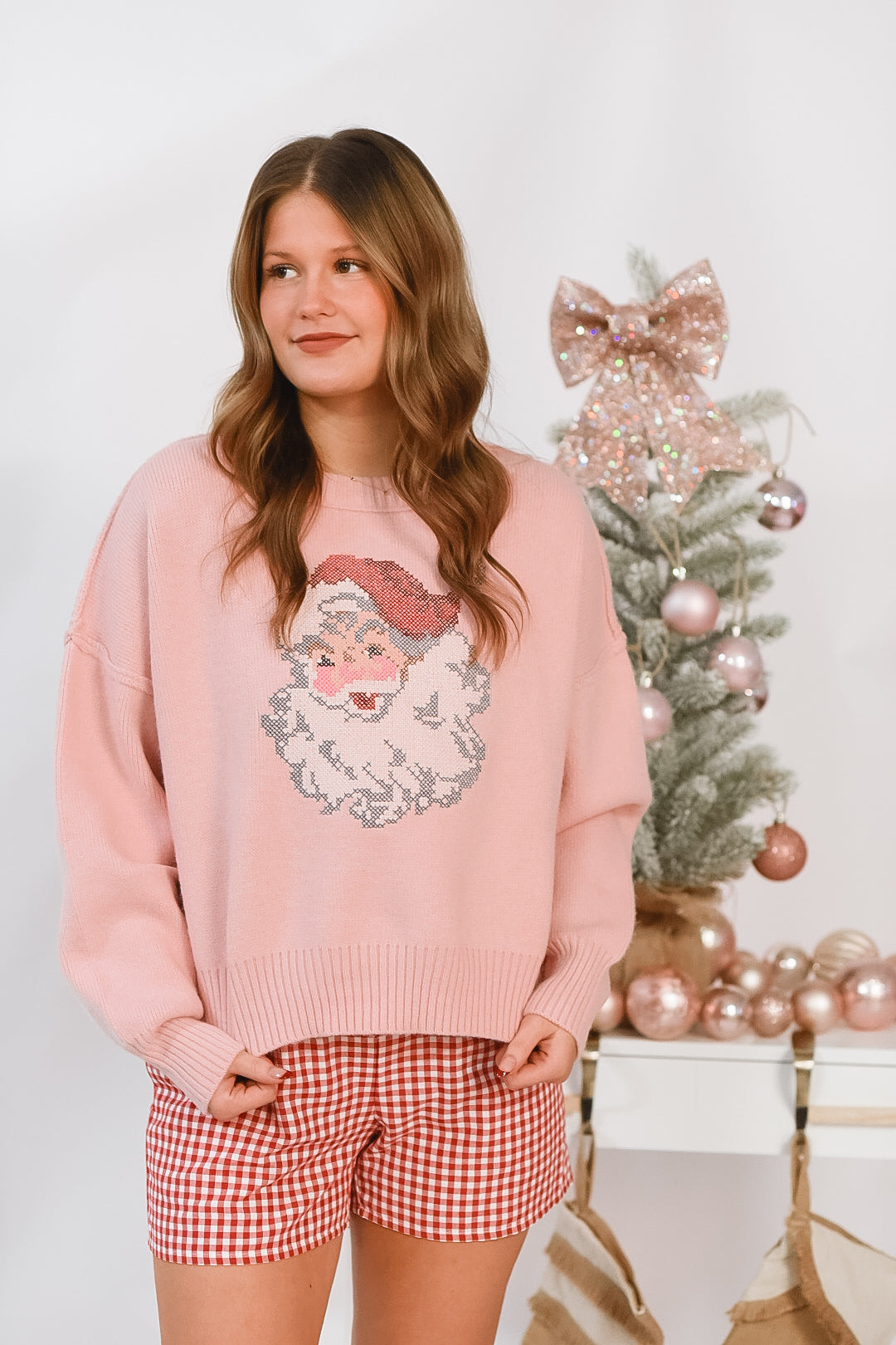 Pink Retro Santa Sweater