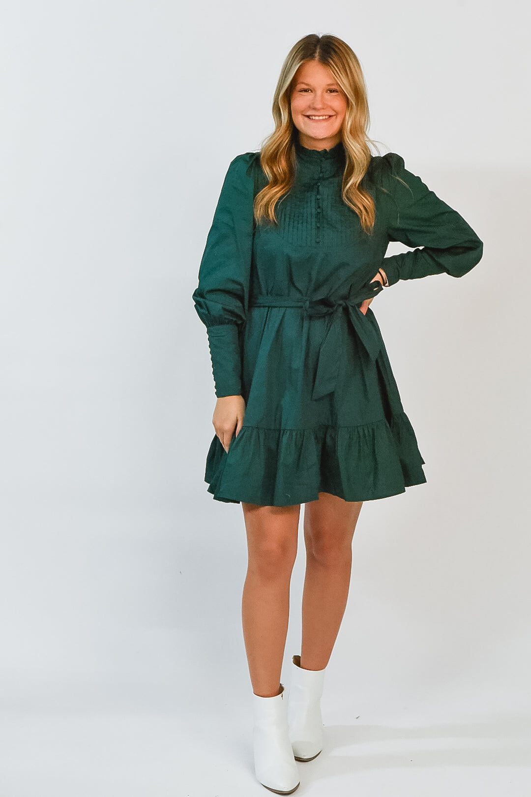 Forest Grace Belted Dress