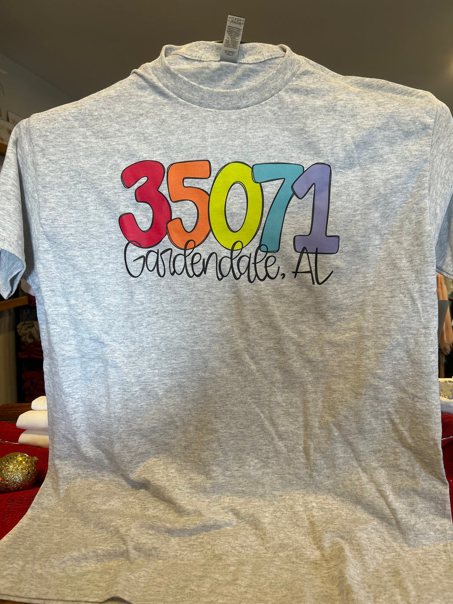 Cozy Momma  35071 zip code bright letters ss tshirt