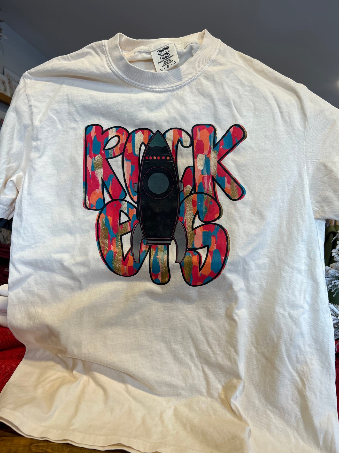 Cozy Momma  Rocket bright letters ss tshirt