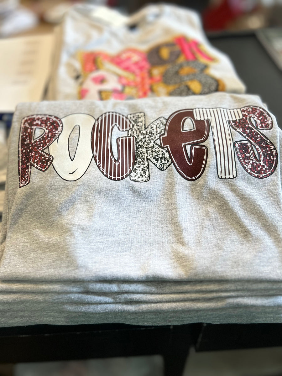 Cozy Momma Rockets Glitter Letters TShirt