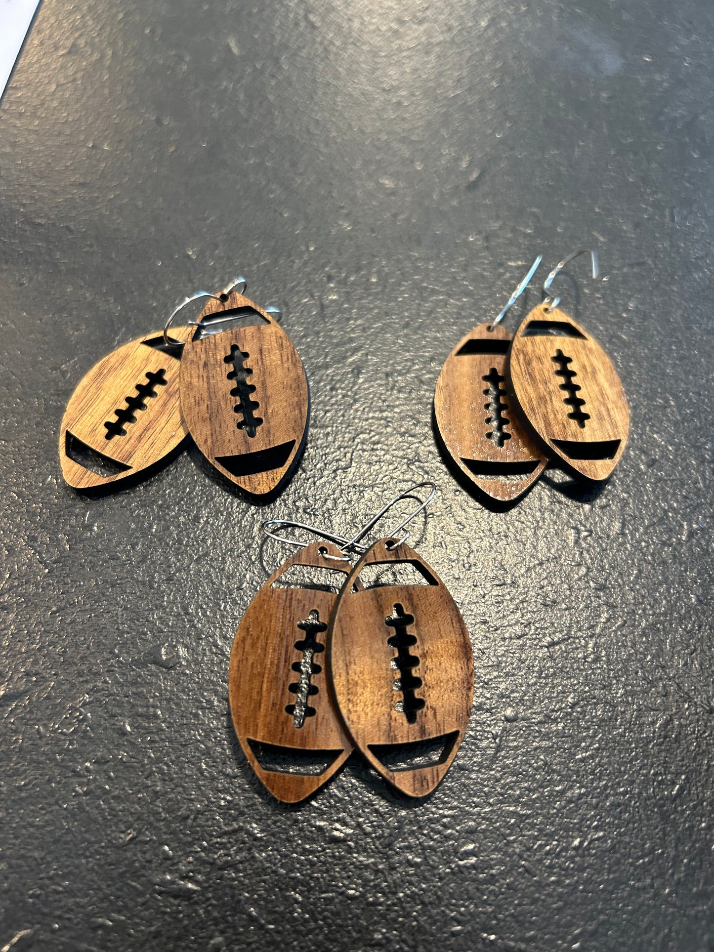 Sports wooden dangles earrings