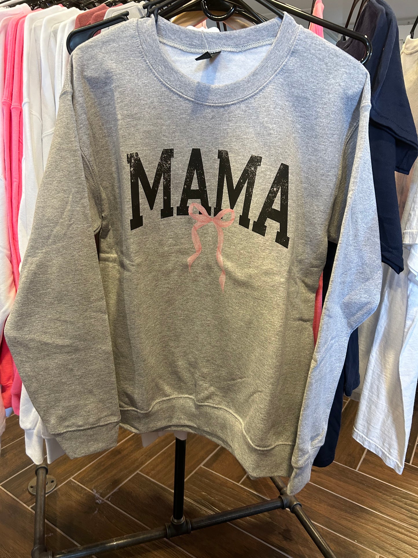 Cozy Momma MAMA Bow Sweatshirt sport gray