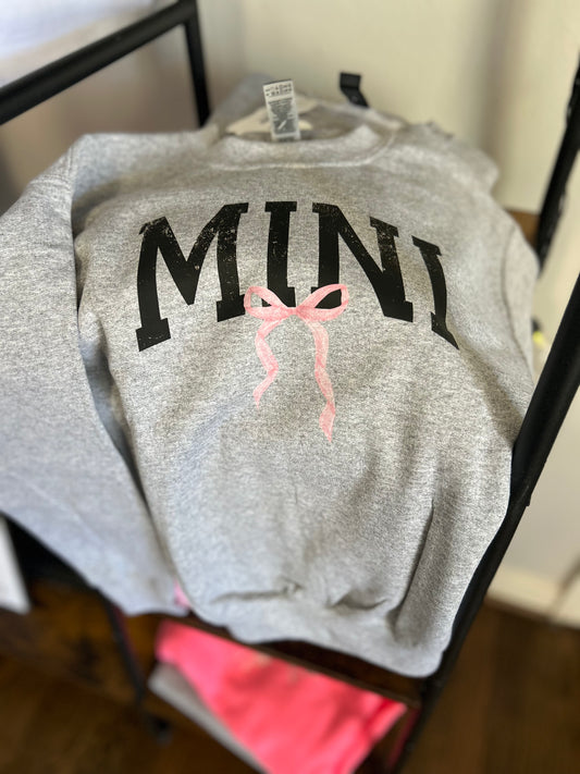 Cozy Momma MINI Bow sweatshirt youth Sport gray