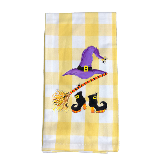 Kitchen Towel Fall 617 Witch Hat Broom & Shoes YC