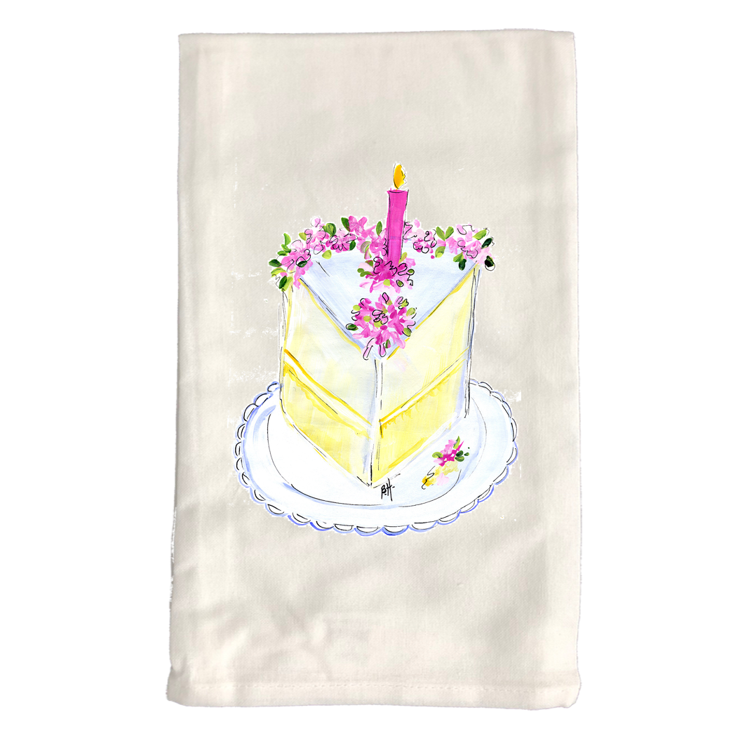 Kitchen Towel White KT2235W Birthday Cake Slice