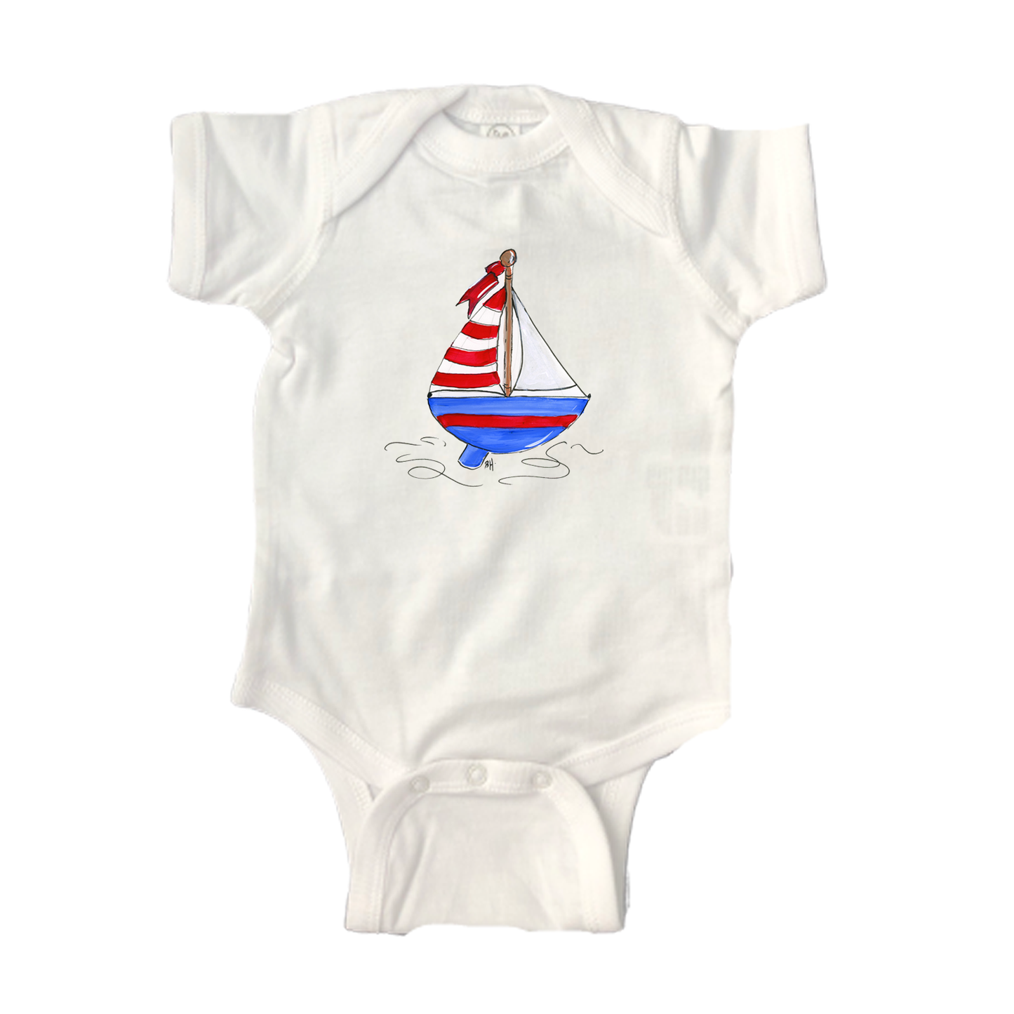 Bodysuit Short Sleeve ON1070 Red, White, Blue Boating