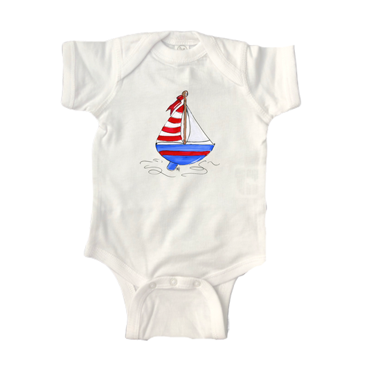 Bodysuit Short Sleeve ON1070 Red, White, Blue Boating