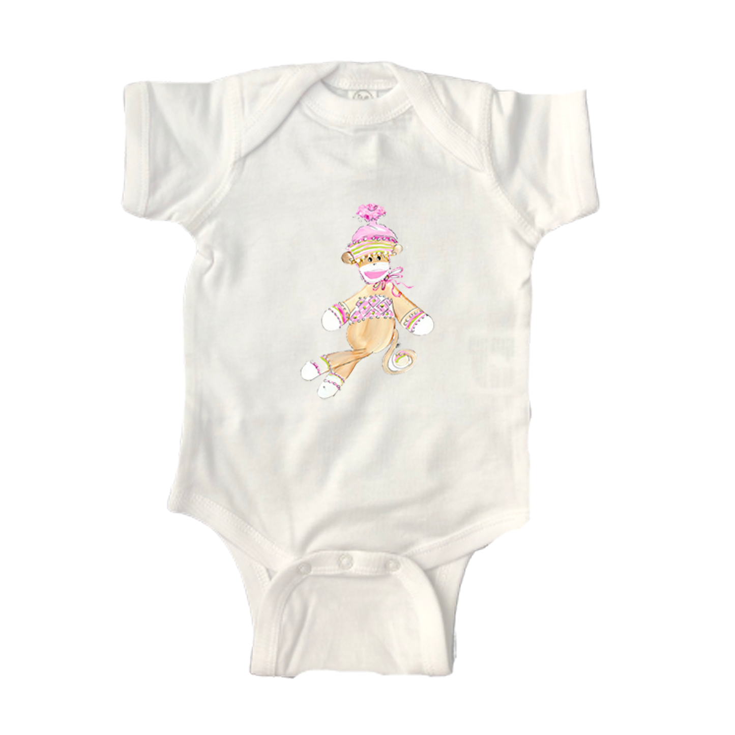 Bodysuit Short Sleeve  ON724 Pink Sock Monkey