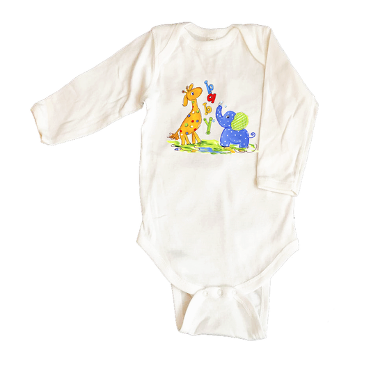 Cotton Bodysuit Long Sleeve ONL771 Baby Animals