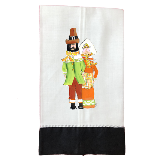 Tea Towel Fall 653 Pilgrims BLK