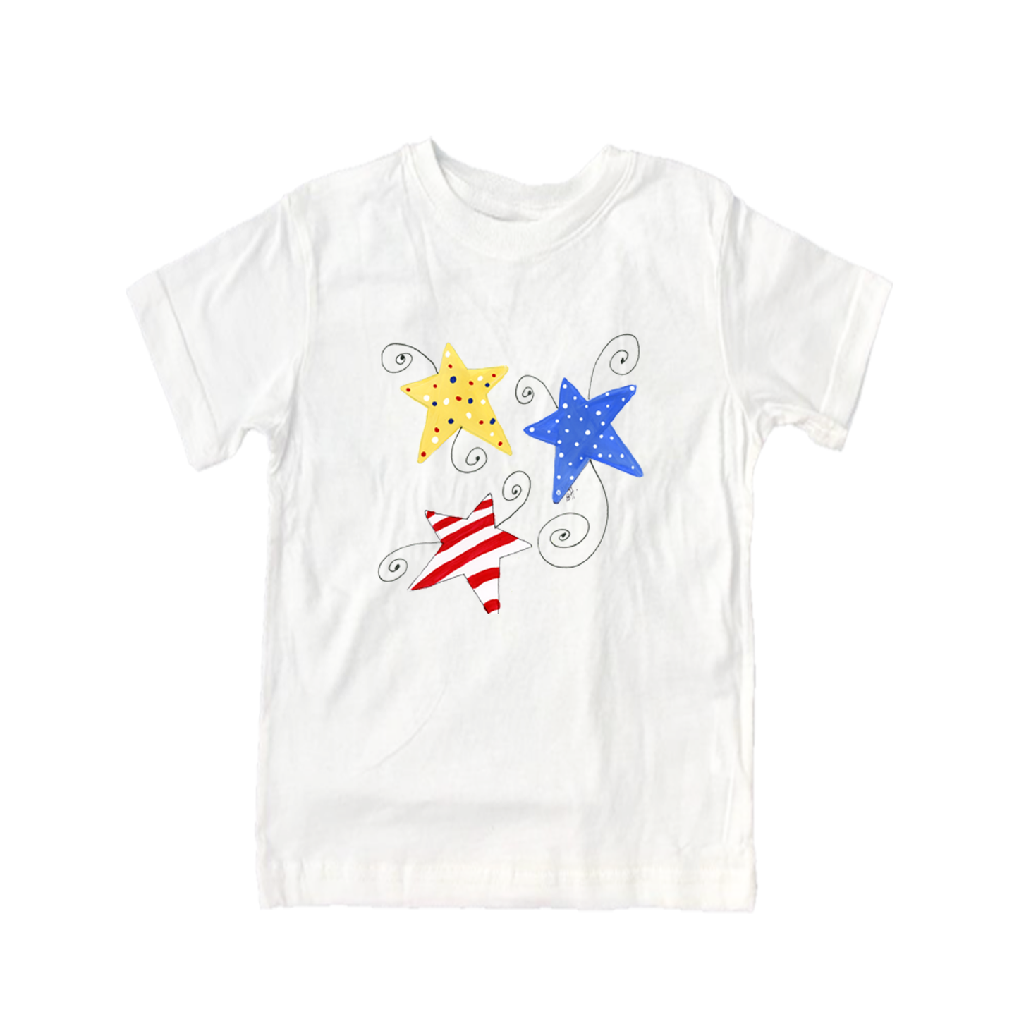 Cotton Tee Shirt Short Sleeve 1028  Stars & Swirls