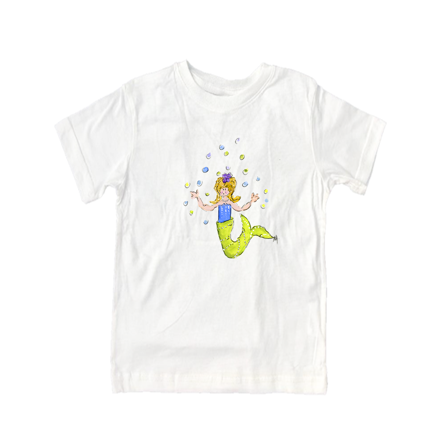 Cotton Tee Shirt Short Sleeve 1061 Bubbles Mermaid