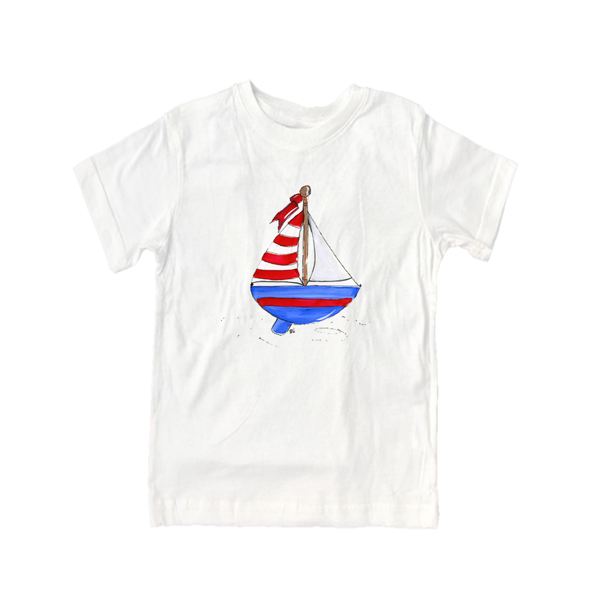 Cotton Tee Shirt Short Sleeve 1070 Red, White, Blue Boating
