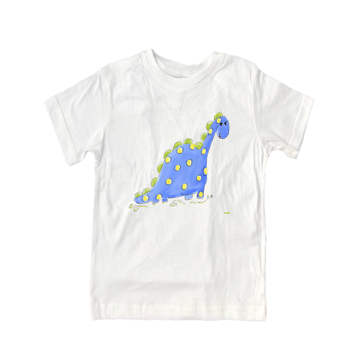 Cotton Tee Shirt Short Sleeve 454 Yellow Dot Dino