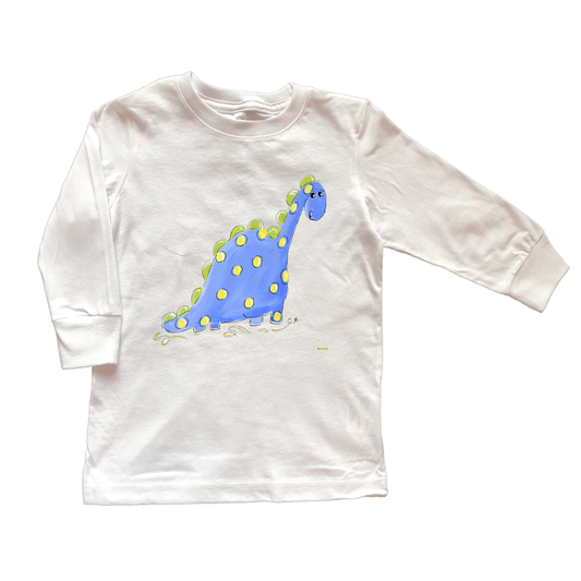 Cotton Tee Shirt Long Sleeve 454 Yellow Dot Dino