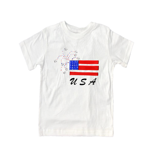 Cotton Tee Shirt Short Sleeve 692 USA Flag