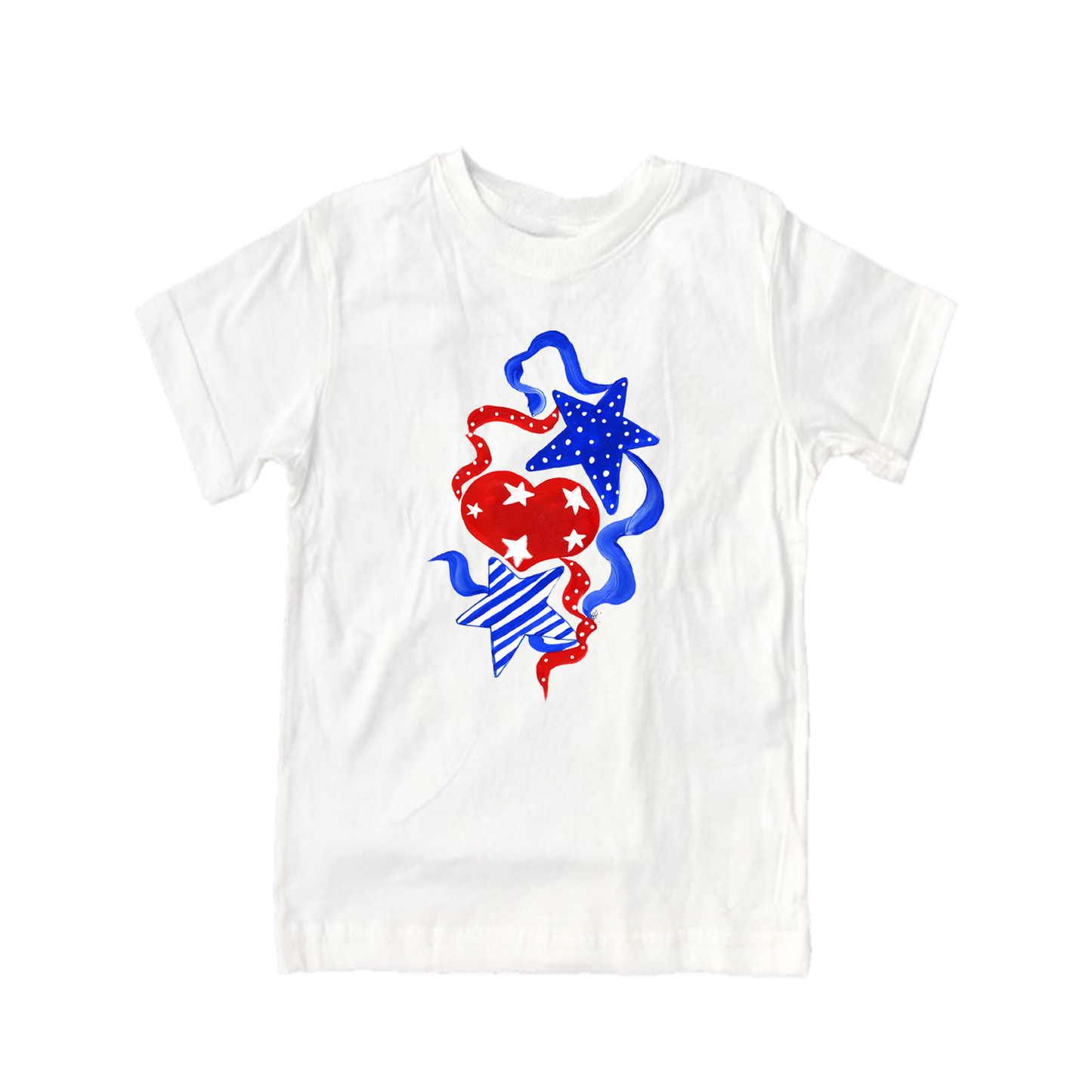 Cotton Tee Shirt Short Sleeve 788 July 4th Hearts & Stars