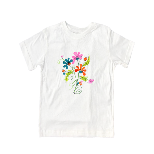 Cotton Tee Shirt Short Sleeve 917 Retro Flowers