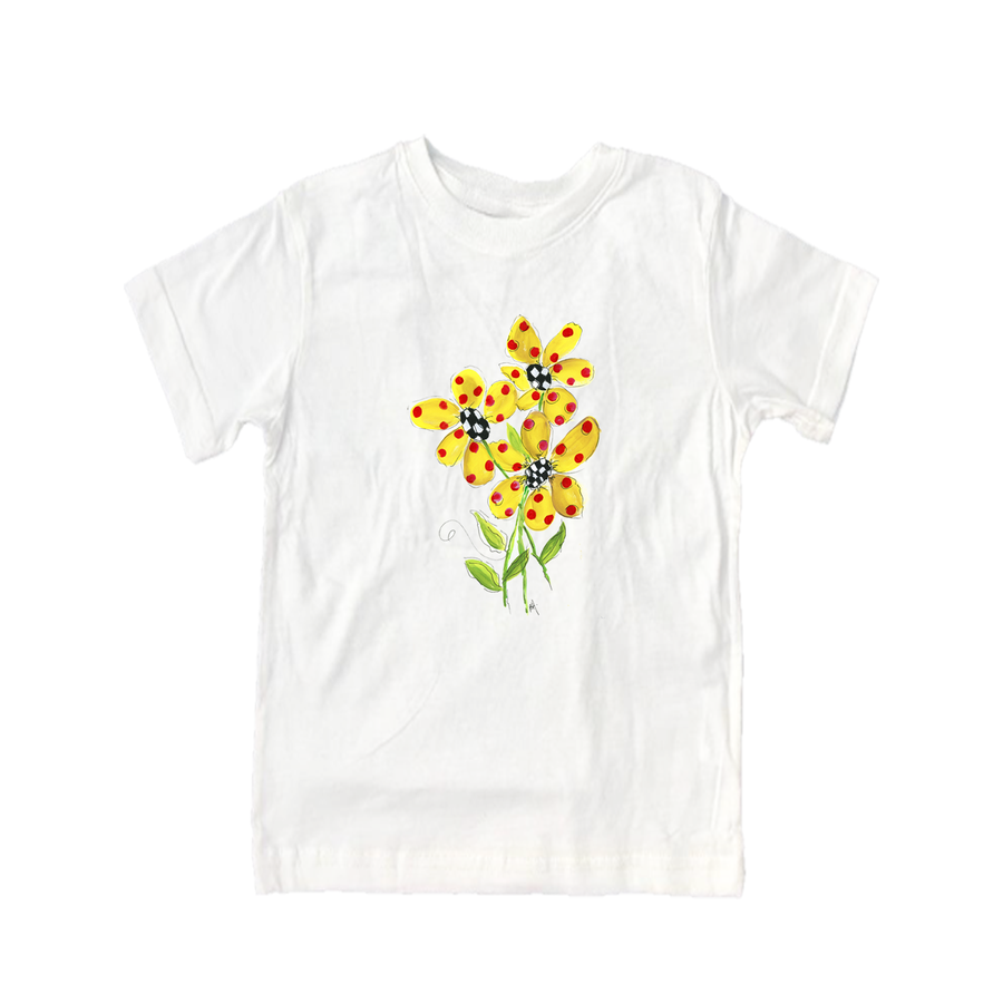 Cotton Tee Shirt Short Sleeve 958 Polka Dot Daisies