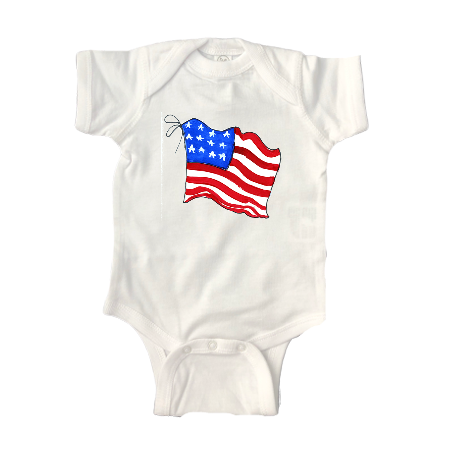 Cotton Short Sleeve Bodysuit  2762 US Flag