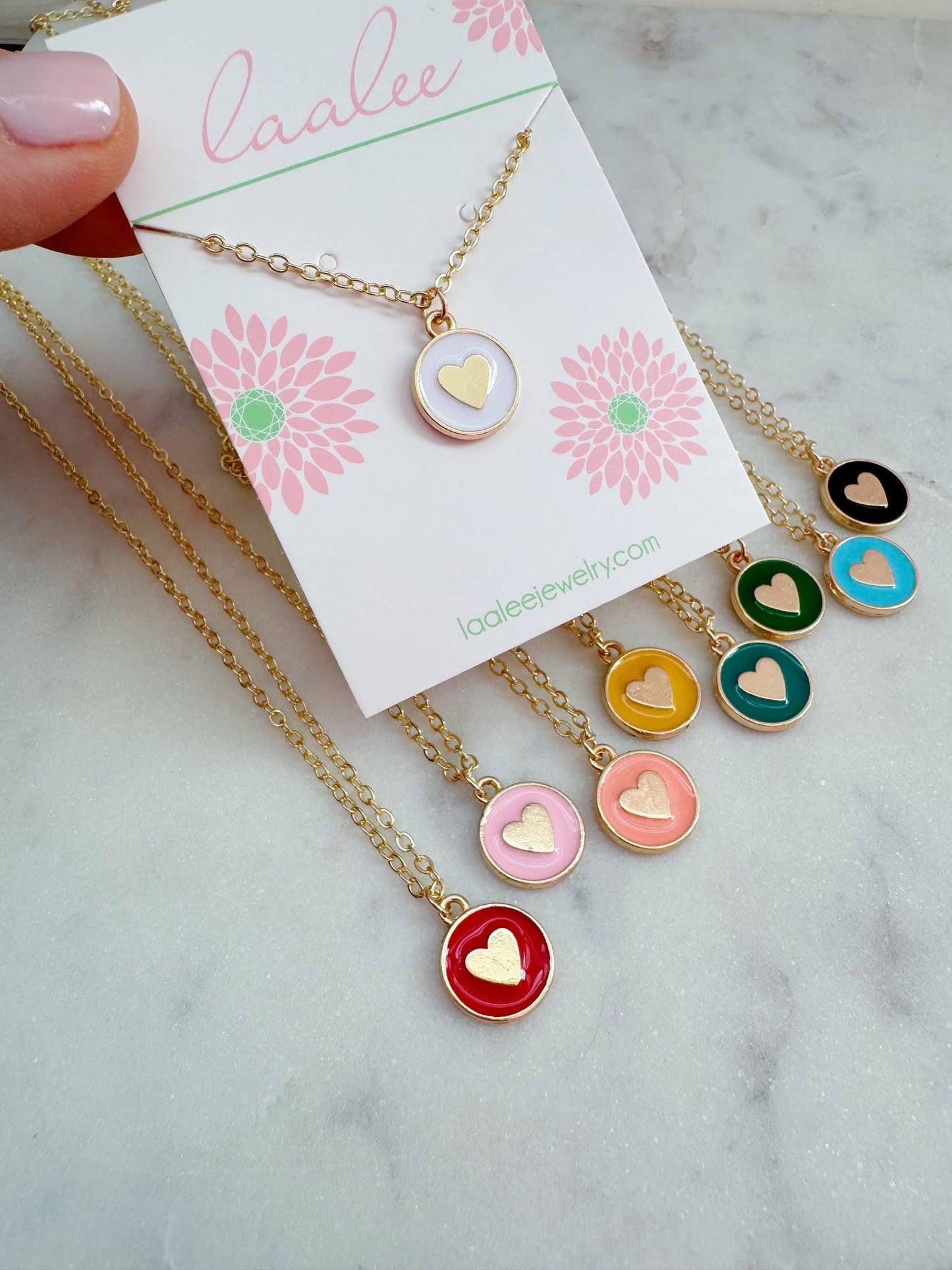 Colorful Heart Necklace, Kid Jewelry, Back to School Gift: Coralish pink / 18"