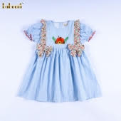 Pumpkin French knot embroidery baby ruffle dress