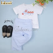 Pumkpin Truck Applique Gingham Set
